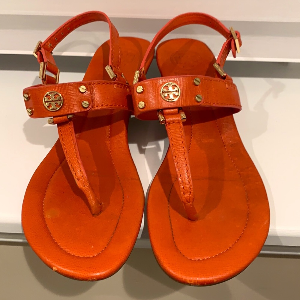TORY BURCH Gorgeous Orange/Gold Wedges!!